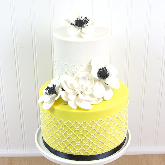 Global Sugar Art Poppy Anemone Sugar Cake Flowers White with Black Center, 3 Count by Chef Alan