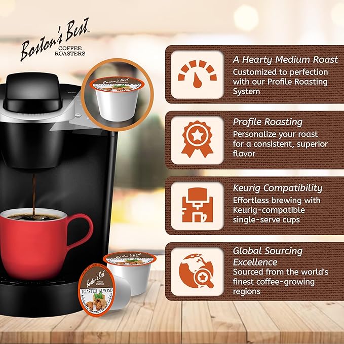 Boston’s Best - Toasted Almond Flavored Delicious Gourmet Coffee Compatible with Keurig Coffee