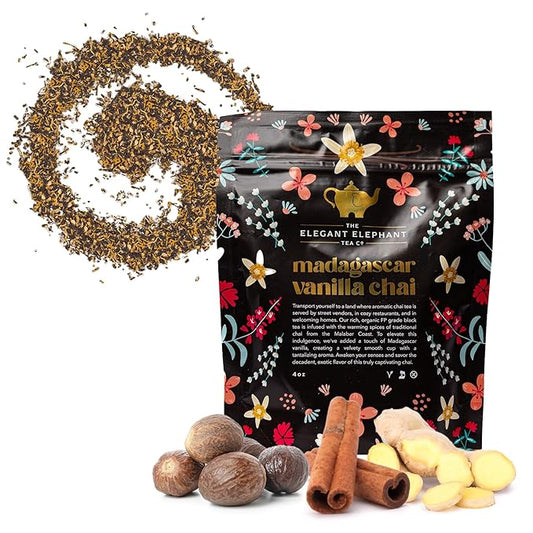 Madagascar Vanilla Chai Tea, Organic Loose Leaf Chai Tea ??Black Tea with Chai Spice Blend ??Great
