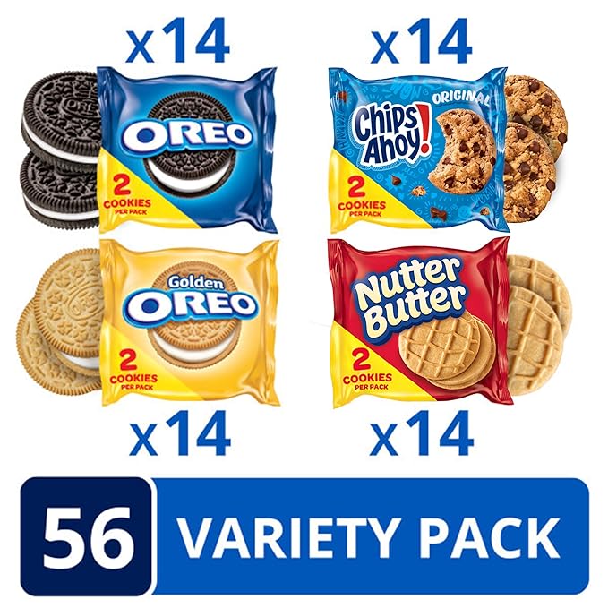 OREO Original, OREO Golden, CHIPS AHOY! & Nutter Butter Cookie Snacks Variety Pack, School Snacks