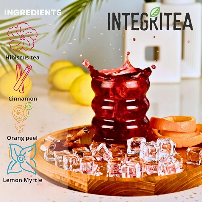 IntegriTEA Organic Hibiscus Tea Bags for Hibiscus Iced Tea - 6-Bag Unsweetened Iced Tea Pack for 6