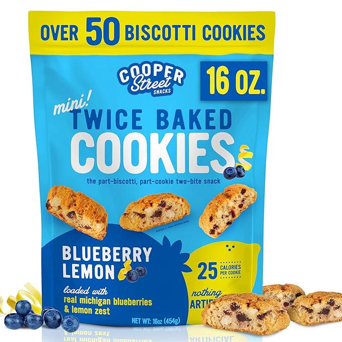 Cooper Street Twice-Baked Blueberry Lemon Biscotti Cookies (16 oz) ??Over 50 Biscotti per Bag