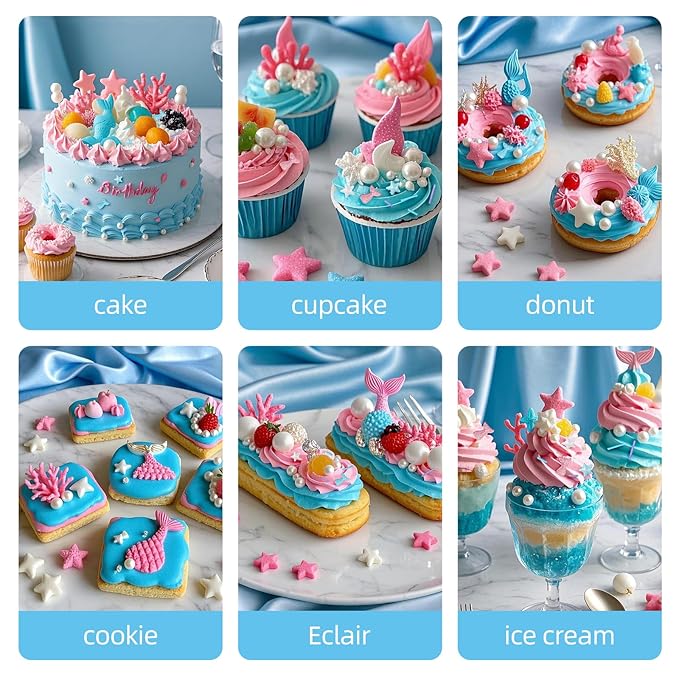Mermaid Sprinkles,Edible Sugar Pearl Stars Jimmies Mix,130g/4.58oz,Pearl Candy Ocean Sprinkle for