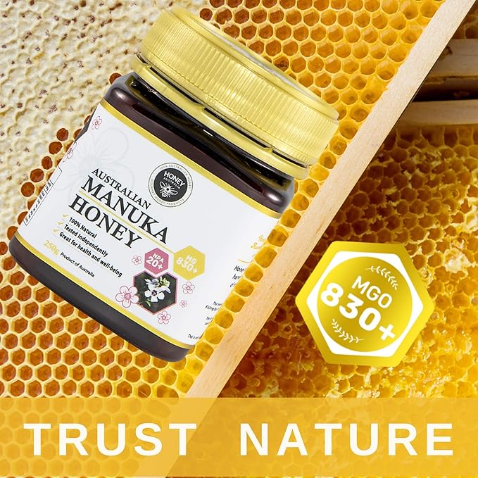 Honey Australia Manuka Honey MGO 830+ | 8.8 oz | Medical Grade, Organic, Raw, Certified Pure Manuka