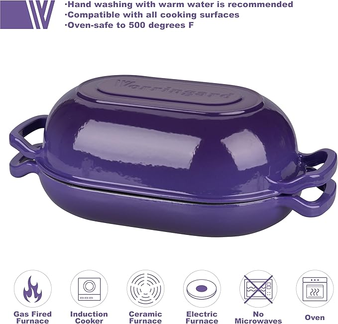 Enameled Cast Iron Sourdough Bread Oven, Dutch Oven, Loaf Cast Iron Bread Pan for Homemade Bread