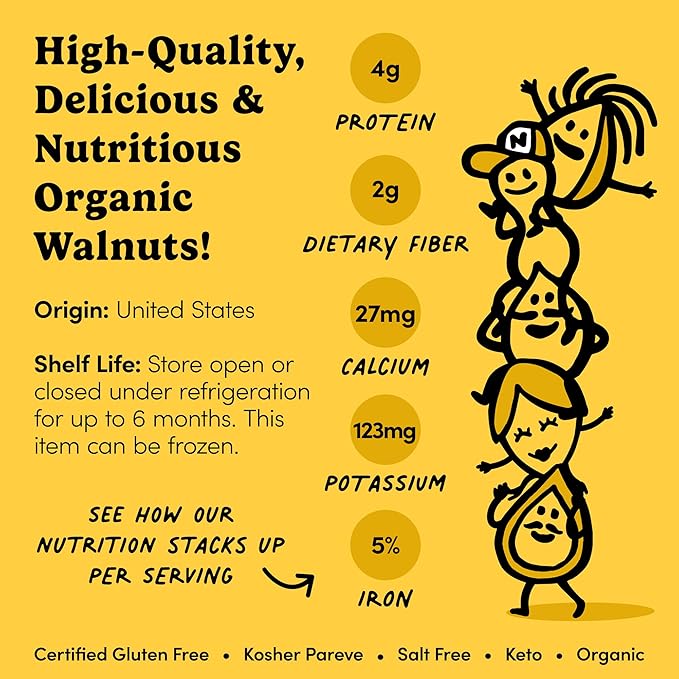 Nuts.com ??Organic Walnuts (Raw, No Shell) ??Healthy Snack for Adults & Kids, Nutty & Slightly