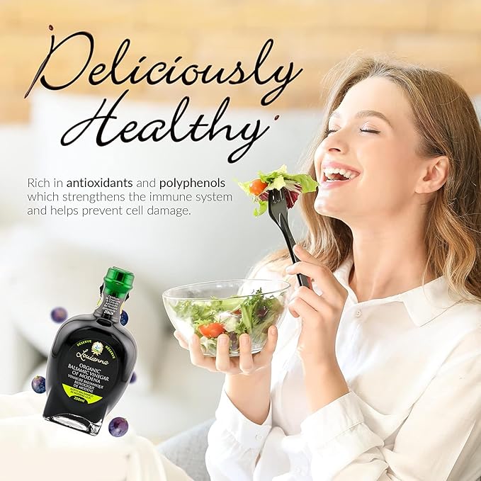 Louianna - Organic Balsamic Vinegar of Modena, High Polyphenol Aged Balsamic Vinegar, Aromatic