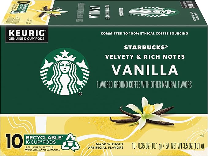 Starbucks Flavored Coffee K-Cup Pods, Vanilla Flavored Coffee, Made without Artificial Flavors