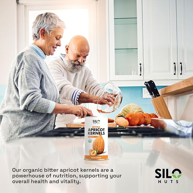 SILO Nuts Organic Bitter Apricot Kernels - USDA Certified Organic Bitter Apricot Seeds - Natural &