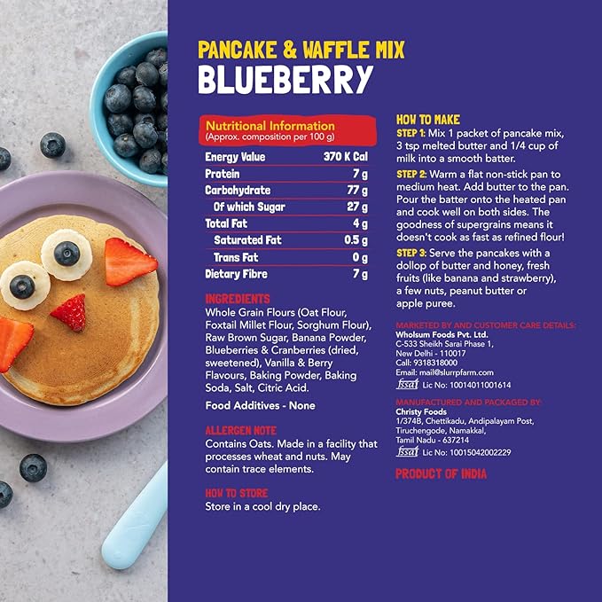 Slurrp Farm Millet Pancake Mix Trial Pack | 4 Flavors: Banana Choco Chip, Chocolate, Blueberry