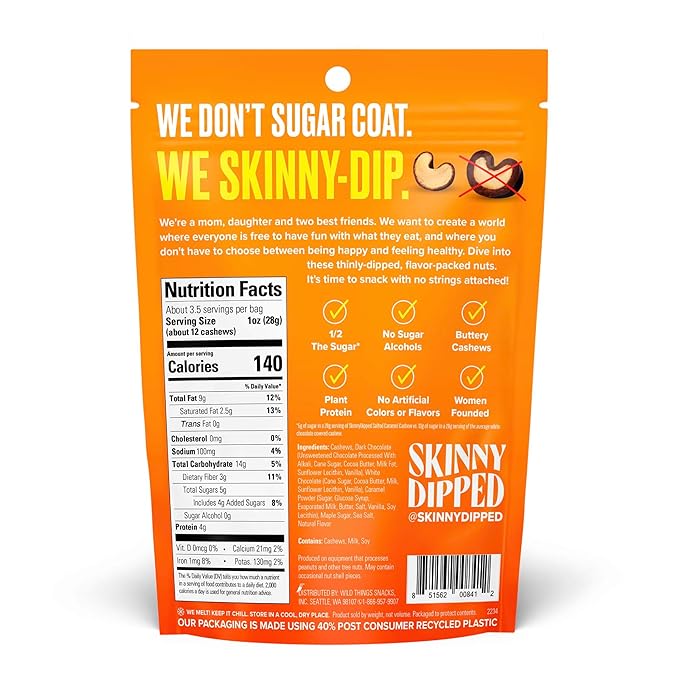 SkinnyDipped Faves Variety Pack, Healthy Snack, Plant Protein, Gluten Free, Pack of 6