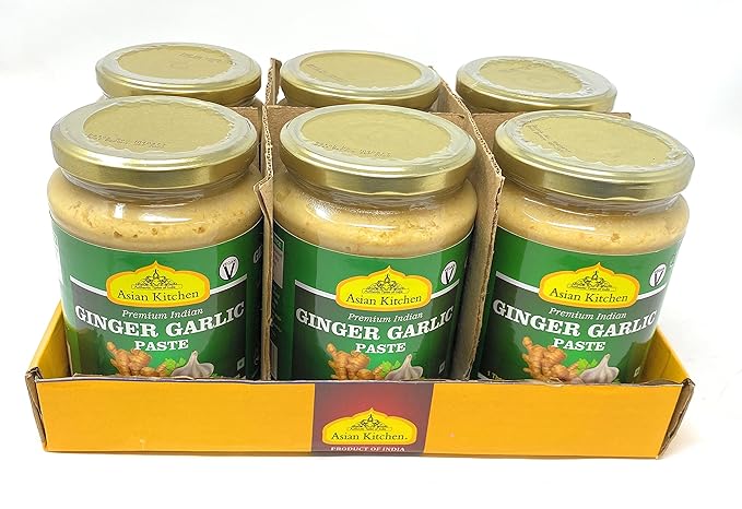 Asian Kitchen Ginger Garlic Cooking Paste 26.5oz (750g) Glass Jar, Pack of 5+1 FREE ~ Vegan |