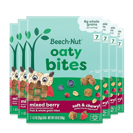 Beech-Nut Toddler Snacks, Oaty Bites with Fruit & Whole Grains, Mixed Berry Toddler Snack Bites for