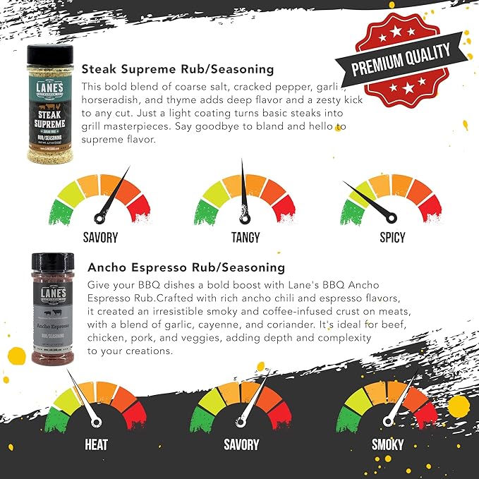 Lane's Steak Me Home BBQ Seasonings and Rubs Gift Set, All-Natural 4 Rubs Seasoning Kit of Q-Nami