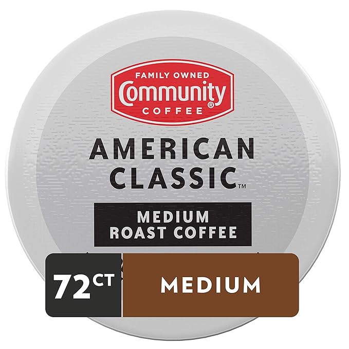 Community Coffee American Classic 72 Count Coffee Pods, Medium Roast, Compatible with Keurig 2.0
