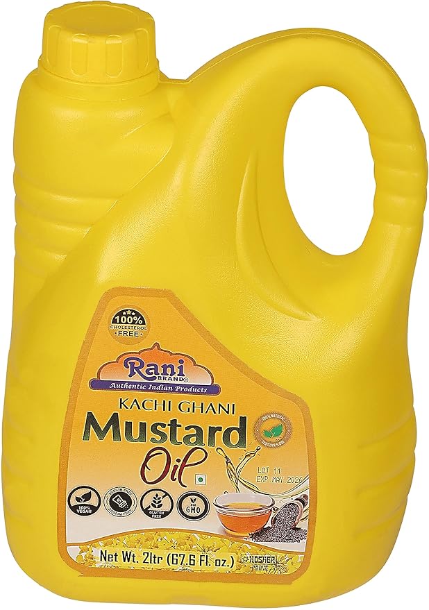 Rani Mustard Oil (Kachi Ghani) 67.6 Ounce (2 Liter) Pack of 6, NON-GMO | Gluten Free | Vegan | 100%