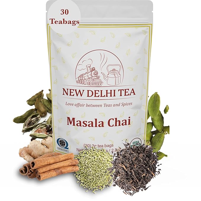 New Delhi Tea’s Premium Masala Chai Tea Bags | Organic Black Tea | Masala Chai Tea With Ginger