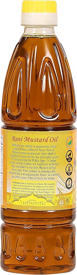 Rani Mustard Oil (Kachi Ghani) 16.9 Ounce (500ml) NON-GMO | Gluten Free | Vegan | 100% Natural |