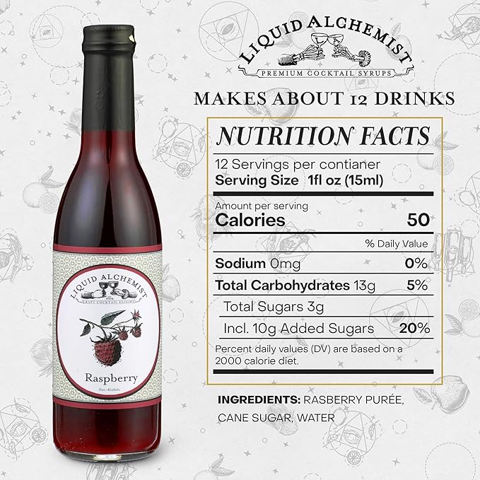 Liquid Alchemist Raspberry Syrup for Drinks - Real Ingredients Make the Perfect Summer Cocktail or