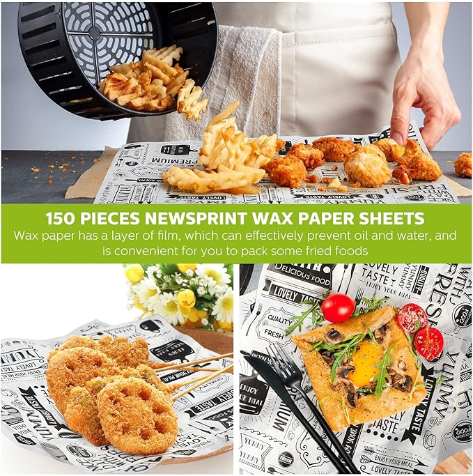 Wax Paper Sheets Deli Newsprint Food Basket Liners Sandwich Wrapping Paper Grease Resistant