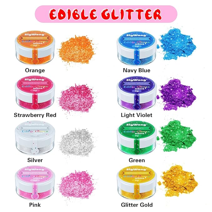 Edible Glitter Set, Sprinkles Edible Glitter for Drinks, 8 Colors Prism Powder Edible Glitter Dust