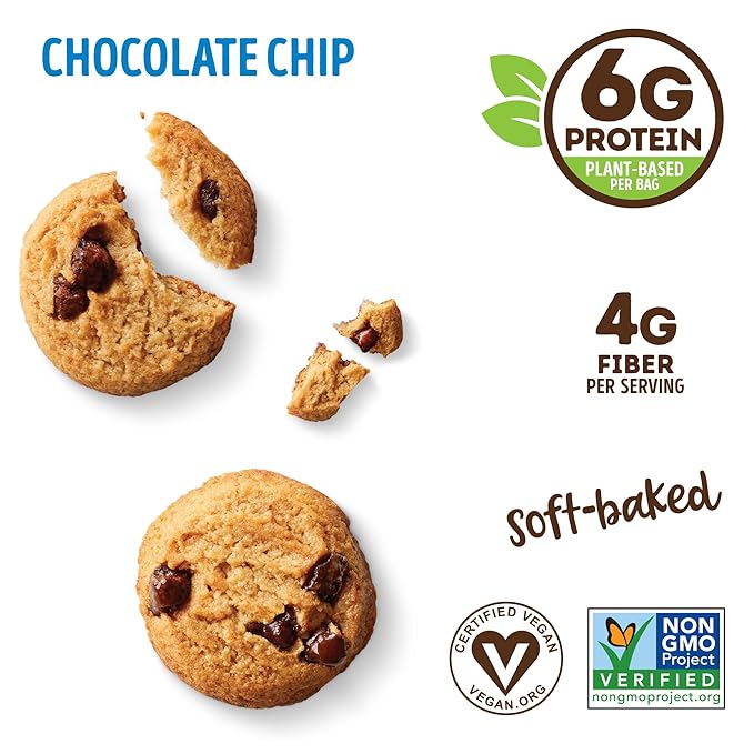 Lenny & Larry's The Complete Crunchy Cookie, Chocolate Chip, 6g Plant Protein, Vegan, Non-GMO, 1.25