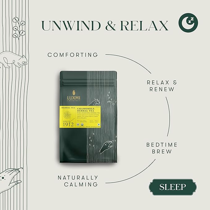 Luxmi Estates Chamomile Herbal Tea, 50 Tea Bags, Herbal Tea, Caffeine-Free, Single Ingredient Pure