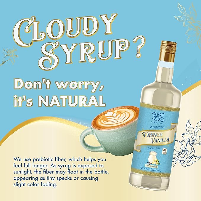 ChocZero French Vanilla Coffee Syrup – Sugar Free Coffee Flavoring, Keto Friendly, Low Carb, No