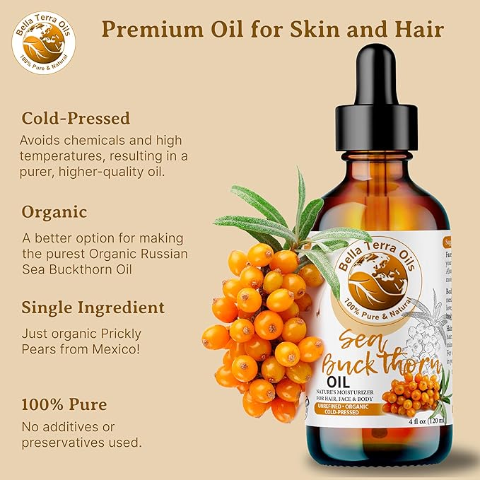 Bella Terra Oils Pure Sea Buckthorn Oil ??1gallon, Enhances Hair and Skin Appearance, Rich in