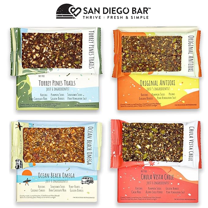 San Diego Bar | Raw, Vegan, Gluten & Soy Free Nutrition Meal Bar with No Added Sugars - 10g Protein