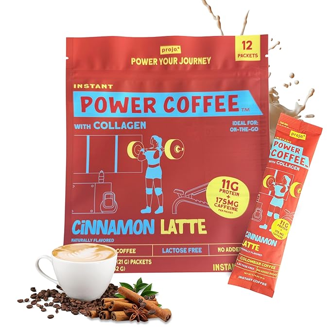 Projo* Power Coffee – Instant Coffee with 11g Protein – Grass-Fed Hydrolyzed Bovine Collagen &