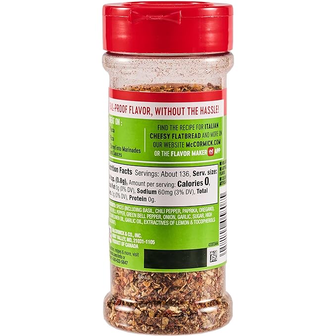McCormick Perfect Pinch Seasoning, Spicy Italian, For Adding Italian Flavor with a Kick to Pizza, Pasta, Dressings & Sauces, 3.88 oz
