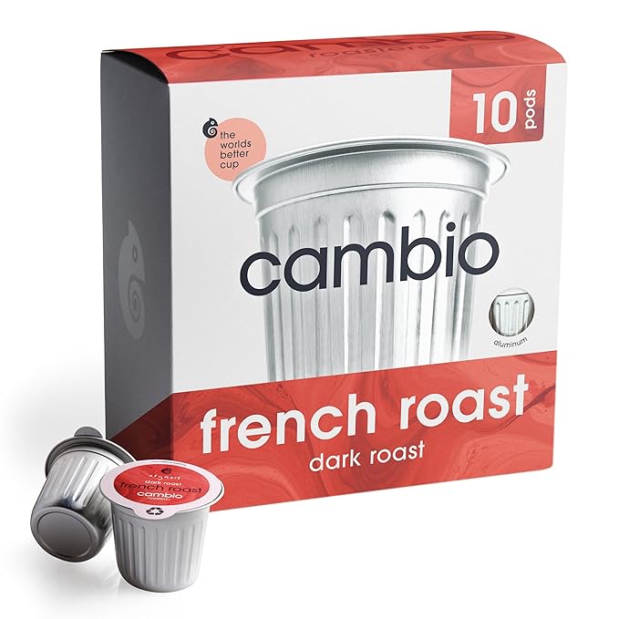 Cambio Roasters French Roast Organic Keurig KCups, Only Aluminum KCup Keurig Coffee Pods for Better