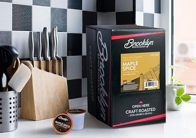 Brooklyn Beans Roastery Coffee Pods, Fall Maple Spice Flavored - Compatible with Keurig K Cup