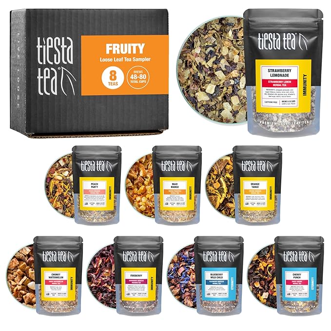 Tiesta Tea - Fruity Tea Sampler Dry Flight Set, Loose Leaf, No Caffeine, Makes Hot and Iced