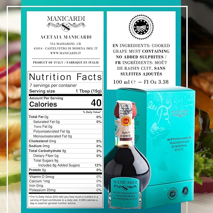 MANICARDI Traditional Balsamic Vinegar of Modena PDO Affinato Aged 12 Years - Aged Italian Vinegar
