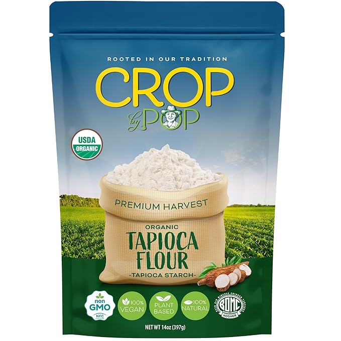 CROP BY POP - Organic Tapioca Starch Flour (14 Oz) Packed Fresh in Resealable Bag - USDA Organic