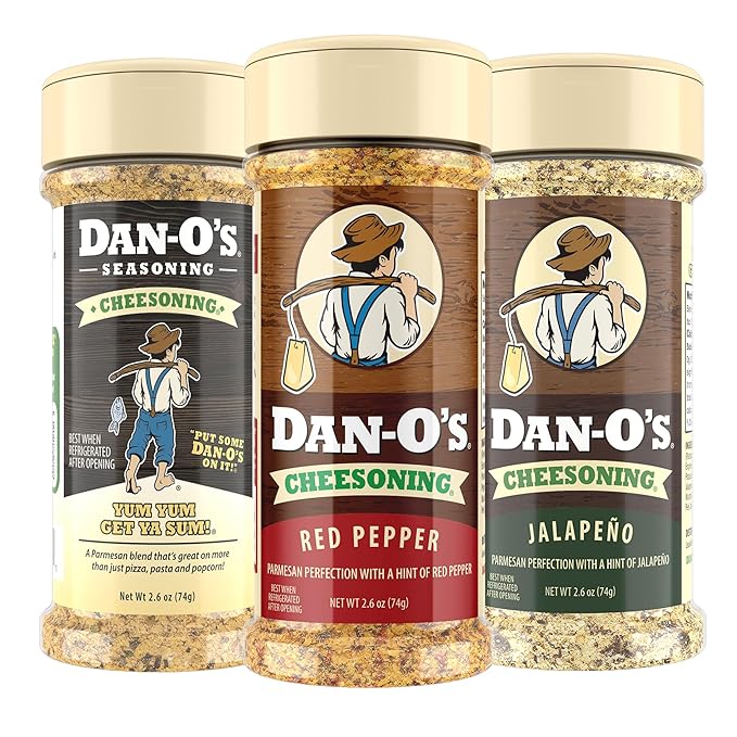 Dan-O's 3 Bottle Cheesoning Seasoning Set, Small Bottles, 3 Pack, Includes Red Pepper, Jalapeño and