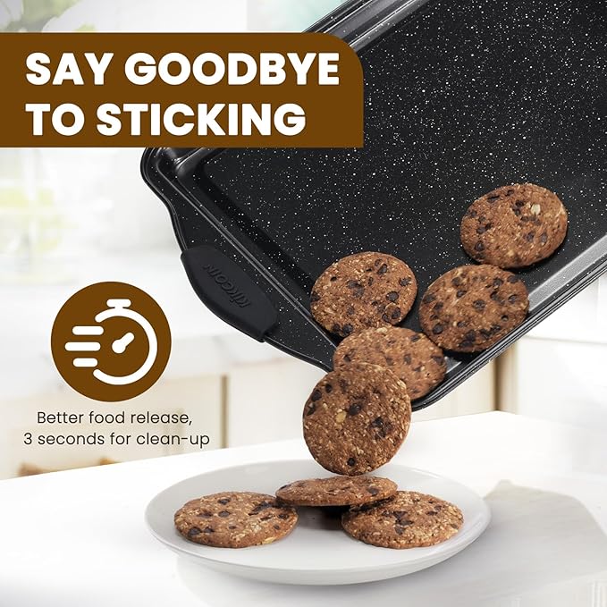 Kikcoin 22 PCS Nonstick Baking Pans Set, Stackable Bakeware Sets with Silicone Handles, 450°F Oven