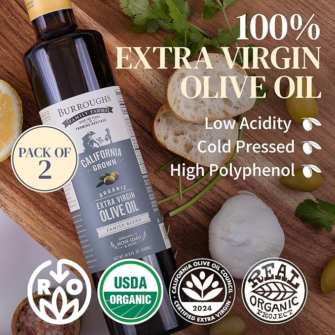 Burroughs Family Farms Premium Organic Extra Virgin Olive Oil ??Cold-Pressed California EVOO