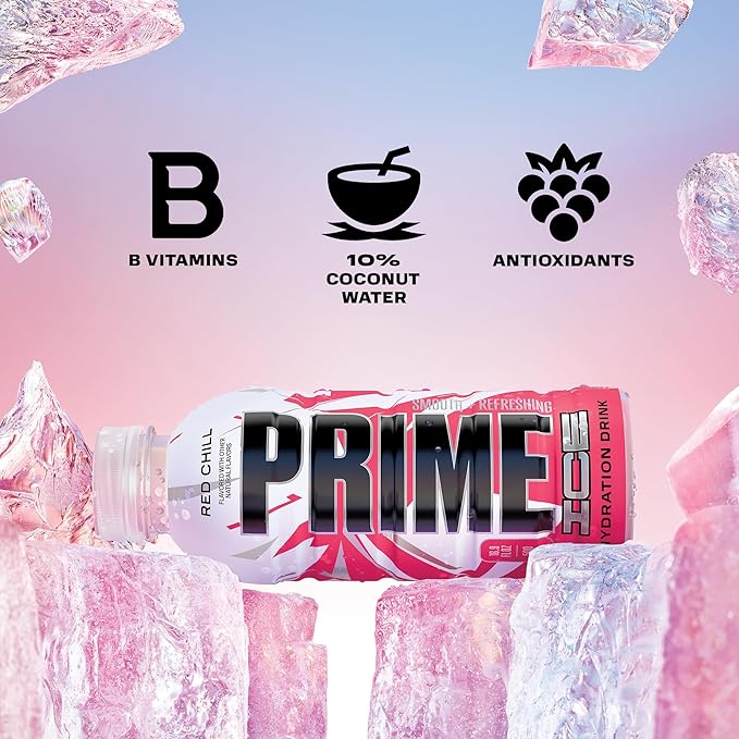 PRIME Hydration ICE RED CHILL, Sports Drinks, Electrolyte Enhanced for Ultimate Hydration, 250mg