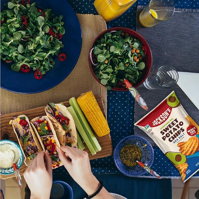 Jackson???Wavy Sweet Potato Kettle Chips - with Sea Salt made with Premium Avocado Oil (7oz, Pack