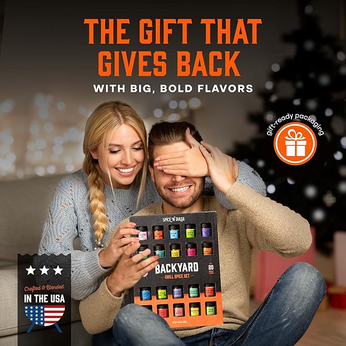 Grilling Spice Set Grill Seasoning Gifts, 20 Unique Spices and Seasonings Jars Gift Set, BBQ Gifts