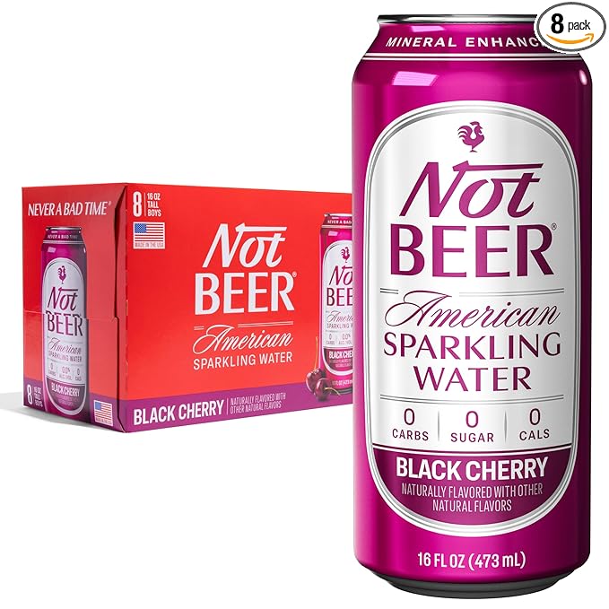 Not Beer American Sparkling Water, Black Cherry, 99.9% Pure, Mineral & Electrolyte Blend