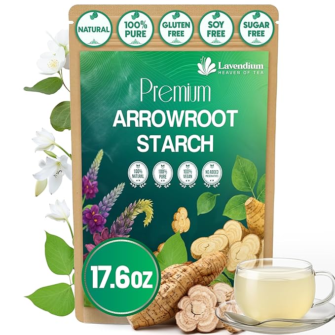 Lavendium, Premium Arrowroot Starch Powder ??17.6oz Resealable Bag, Gluten-Free, Non-GMO, Premium