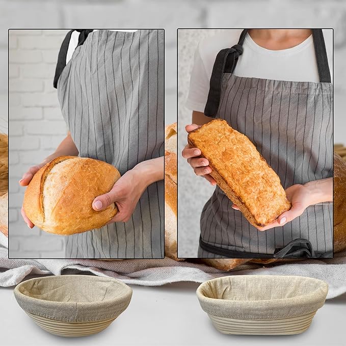 9 Inch Round Bread Banneton Proofing Basket Set of 2 ??Sourdough Proofing basket kit for Artisanal