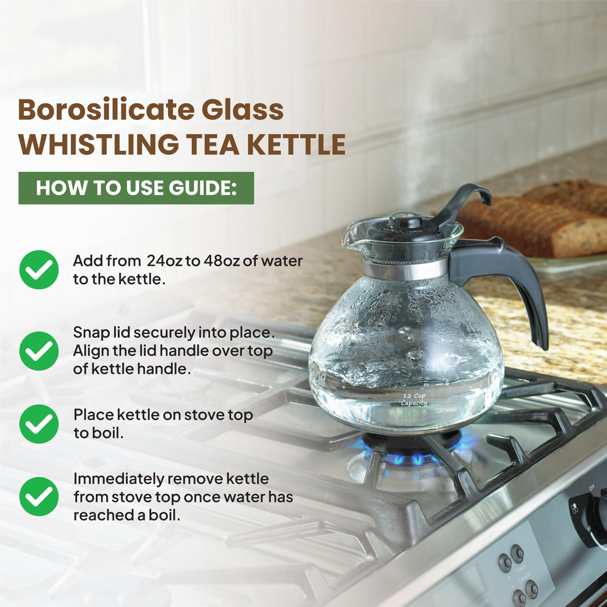 Café Brew Glass Tea Kettle, 12 Cup
