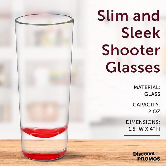 DISCOUNT PROMOS Cordial Shooter Shot Glasses 2 oz. Set of 10, Bulk Pack - Great for Birthdays
