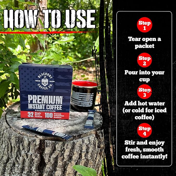 Blackout Coffee Colombian Arabica Instant Coffee – Medium Roast, Strong Aromatic, Single Serve