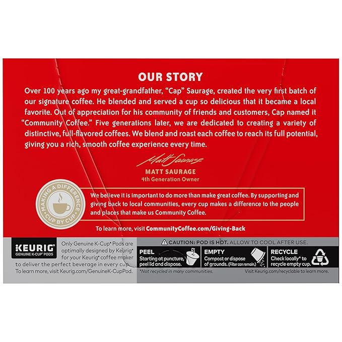 Community Coffee First Light, 12 Keurig Coffee Pods, Light Roast, Compatible with all K-Cup